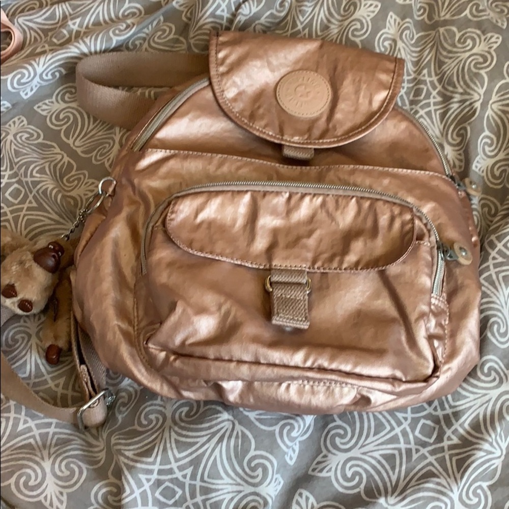 Kipling rose gold medium backpack